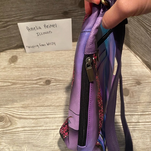 Used in good condition Anna by Anuschka Dreamy Peacock Crossbody Hobo - Picture 12 of 13